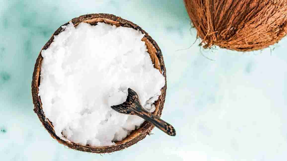 coconut oil in a coconut shell