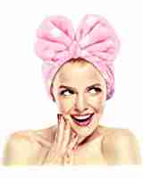 Hairizone Cosmetic Hair Band for Face Washing Shower Spa Mask and Makeup, Soft and Cute Big Bow Headband for Kids and Girls (Light Pink)