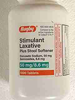 Rugby® Stool Softener Plus Natural Vegetable Stimulant Laxative (DOCUSATE Sodium 50MG & Senna 8.6MG) 1000 Count Bottle *Compare to The ACT INGRIDIENCE in SENOKOT Plus & PERI-COLACE and Save*