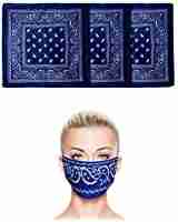 3 Pack Cloth Bandana | Face Mask for Dust & Sun Protection | Nose Cover Scarf (Blue)