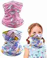 Kids Balaclava Neck Gaiter With Filters For Girl Boy, Face Cover Bandana, Mask Infinity Scarf, Safety Face Cover Headwear Protection, Toddler Headgear, New Unicorn Blue Mermaid For Girls