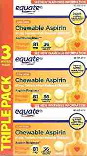 Equate Aspirin 81 Mg, Adult Low Dose, Orange Flavor, 108 Chewable Tablets