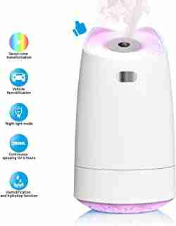 LoiStu USB Humidifier, 280ml Mini Portable Humidifier with 7-Color LED Night Light, Auto-Off, Ultra-Quiet, Suitable for Home, Office, Baby Room, Car (White)