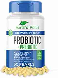 60 Day Supply – Earth’s Pearl Probiotic & Prebiotic – for Women, Men and Kids - Advanced Digestive Gut Health and Enzyme Support - One a Day Pearls - Billions of Live Cultures