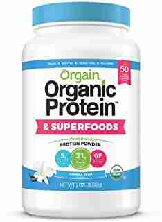 Orgain Organic Plant Based Protein + Superfoods Powder, Vanilla Bean - Vegan, Non Dairy, Lactose Free, No Sugar Added, Gluten Free, Soy Free, Non-GMO, 2.02 lb