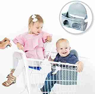Buggy Bench Shopping Cart Seat Carrier (Charcoal Grey) for Baby, Toddler, Twins, and Triplets (Up to 40 Pounds)