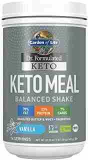 Garden of Life Dr. Formulated Keto Meal Balanced Shake - Vanilla Powder, 14 Servings, Truly Grass Fed Butter & Whey Protein plus Probiotics, Non-GMO, Gluten Free, Ketogenic, Paleo Meal Replacement
