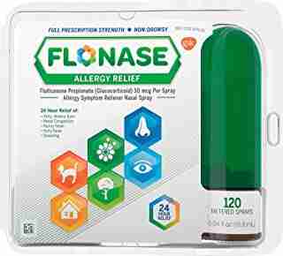 Flonase Allergy Relief Nasal Spray, 24 Hour Non Drowsy Allergy Medicine, Metered Nasal Spray - 120 Sprays
