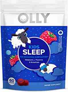 Olly Kids Sleep melatonin Gummy, All Natural Flavor and Colors with l theanine, Chamomile, and Lemon Balm, Razzberry, 60 Count