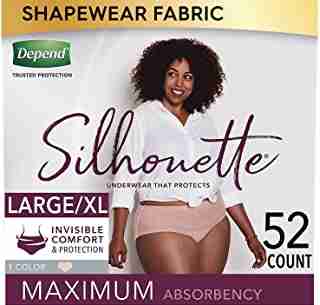 Depend Silhouette Incontinence Underwear for Women, Maximum Absorbency, Disposable, Large/Extra-Large, Pink, 52 Count (Packaging May Vary)