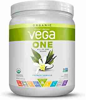 Vega One Organic Meal Replacement Plant Based Protein Powder, French Vanilla - Vegan, Vegetarian, Gluten Free, Dairy Free with Vitamins, Minerals, Antioxidants and Probiotics (9 Servings, 12.2oz)