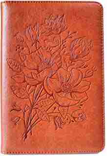 Wildflowers Writing Journal by SohoSpark, Refillable Faux Leather, Lined Personal Diary for Travel, 6x8.75 Notebook for Writers. Fountain Pen Safe with Lay-Flat Binding.