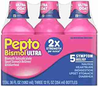 Pepto Bismol Liquid Ultra for Nausea, Heartburn, Indigestion, Upset Stomach, and Diarrhea Relief, 12 Floz, 3 Pack