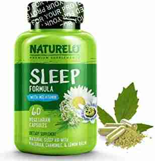 NATURELO Natural Sleep Aid - with Melatonin, Magnesium, GABA, Valerian Root, Lemon Balm, Chamomile Extracts - Best Natural Sleeping Aid - 60 Vegan Capsules