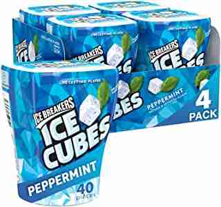 Ice Breakers Ice Cubes Gum, Peppermint, Sugar Free with Xylitol, 40 Pieces (Pack of 4)