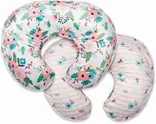 Boppy Boutique Pillow Cover, Pink White Floral Duet, Minky Fabric in a fashionable two-sided design, Fits ALL Boppy Nursing Pillows and Positioners
