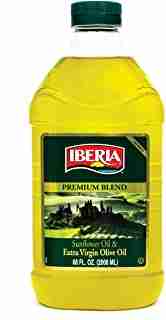 Iberia Extra Virgin Olive Oil & Sunflower Oil Blend, High Heat Frying, All Purpose Cooking Oil, Baking & Deep Frying Oil from Spain, Kosher, 68 Fl Oz