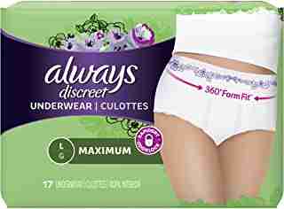 Always Discreet, Incontinence Underwear for Women, Maximum, Large, 17 Count