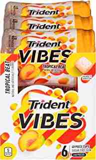 Trident Vibes Tropical Beat Sugar Free Gum, 6 Bottles of 40 Pieces (240 Total Pieces)
