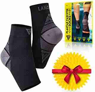 Langov Plantar Fasciitis Support Brace (Pair) – Compression Nano Socks for Men & Women - Wrap for The Ankle, Foot, Arch & Heel, Sleeve Relieves Pain, Neuropathy (Black, Large)
