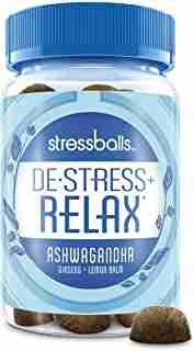 Stressballs Relax Stress Relief Supplement to Help You De-Stress and Relax,* 46 Gummies with an Herbal Blend of Ashwagandha, Lemon Balm and Ginseng
