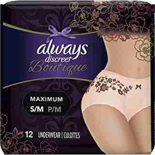 Always Discreet Boutique, Incontinence Underwear for Women, Maximum Protection, Small/Medium, 12 Count