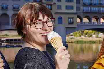 Nicole Schultz with ice cream cone.